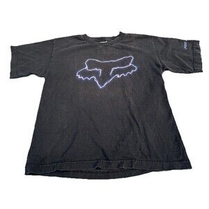 Fox Racing Kids Large Shirt Black Crewneck Short Sleeve Moto BMX Graphic Tee